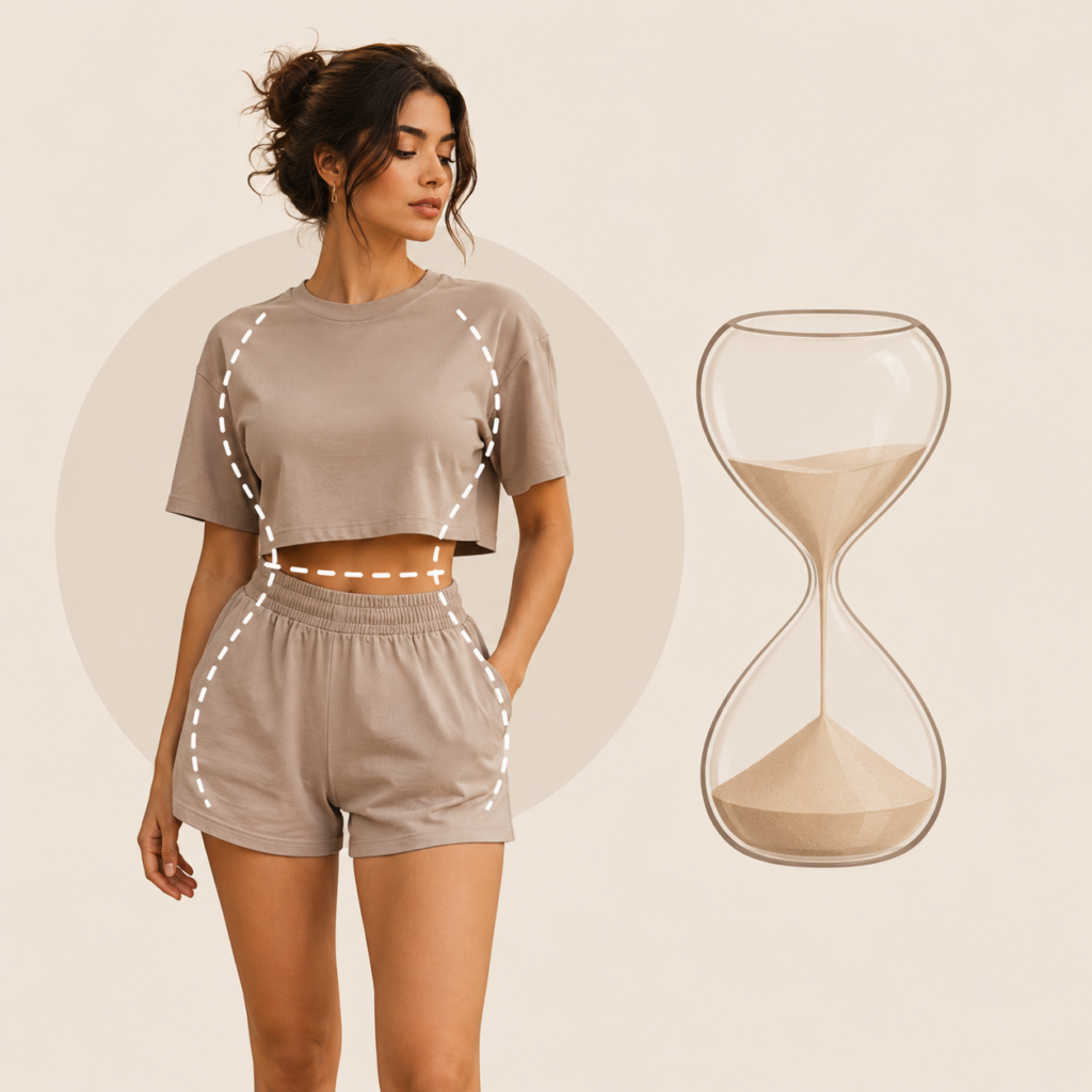 ست کراپ شورتک برای فرم بدن ساعت شنی